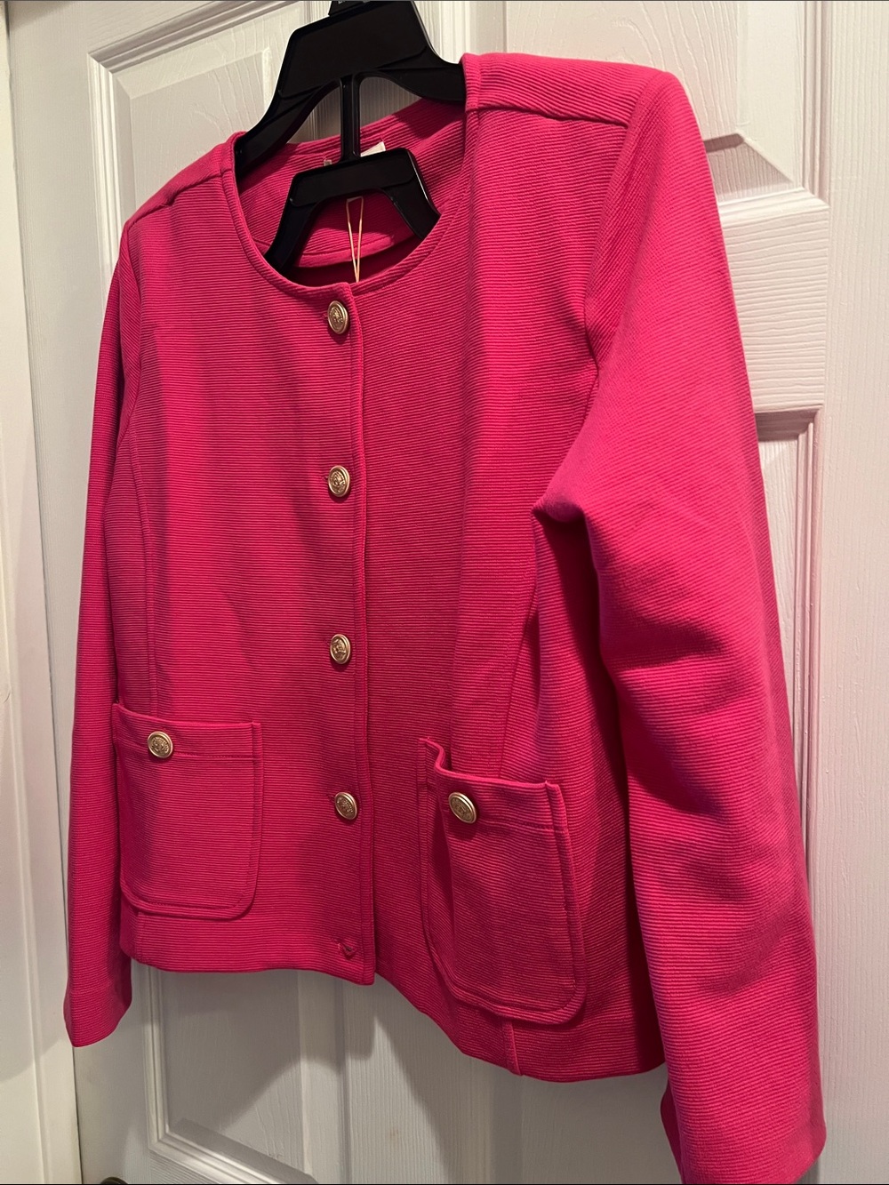 Skies Are Blue Hot Pink Button-Front Knit Blazer NWT